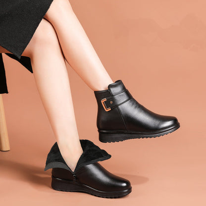 Bottes Femme Cuir Noir Luxe Fourrées