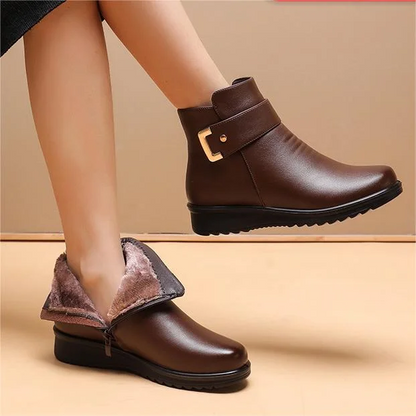 Bottes Femme Cuir Noir Luxe Fourrées