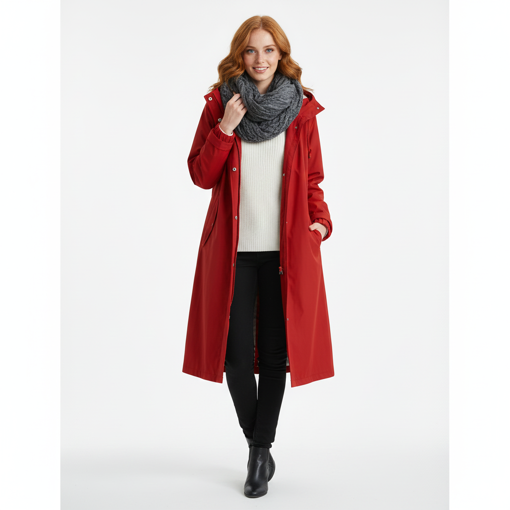 Manteau Femme Long Élégant avec Capuche et Taille Relâchée