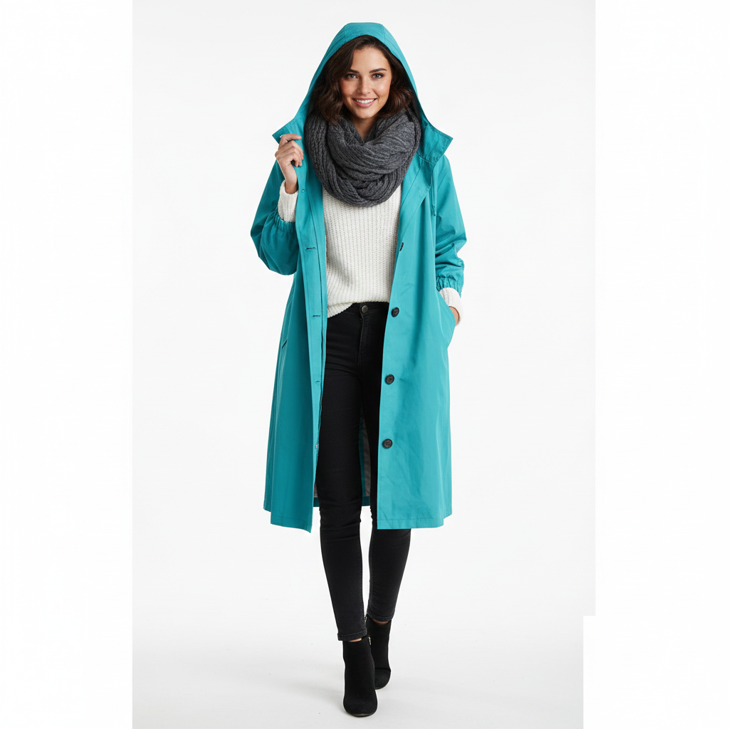 Manteau Femme Long Élégant avec Capuche et Taille Relâchée - LuxeStyle