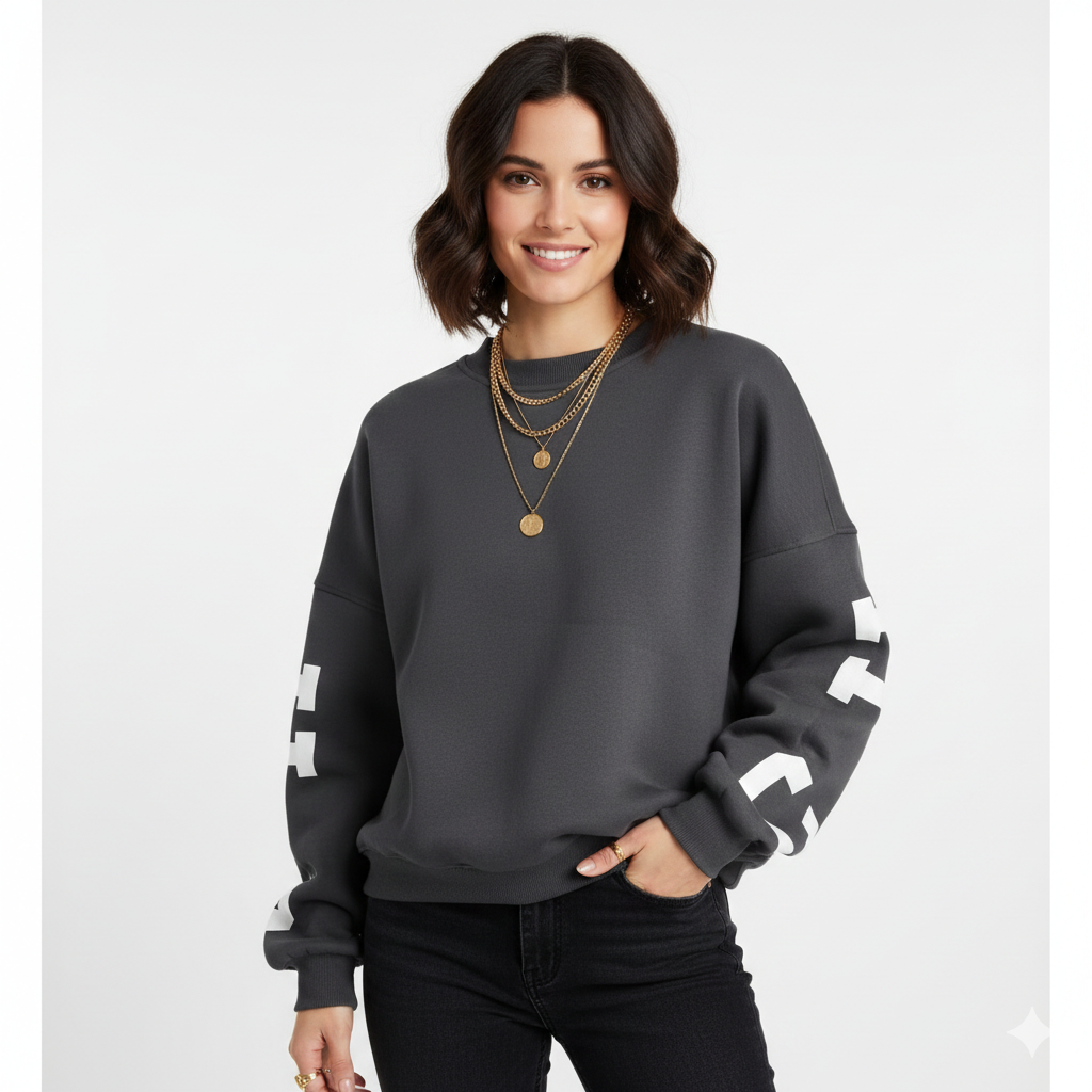 Sweat à Manches Originales Femme - Pull Coton Doux et Confortable