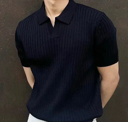 Polo Homme Été Manches Courtes Col en V
