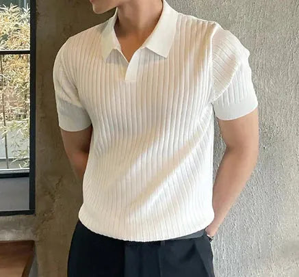 Polo Homme Été Manches Courtes Col en V