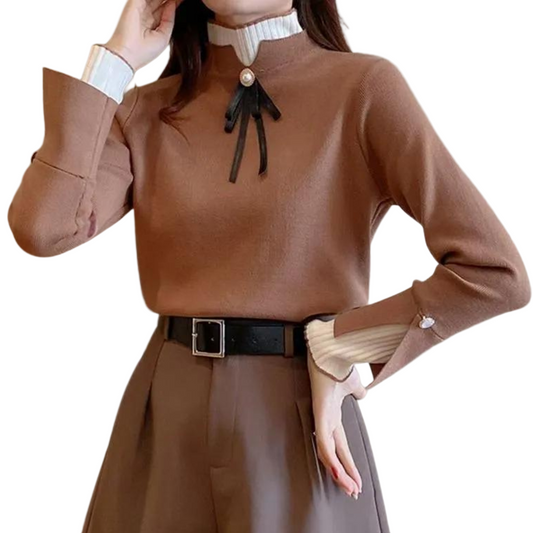 Assia | Pull Col Roulé Féminin Chic Hiver - luxestyle