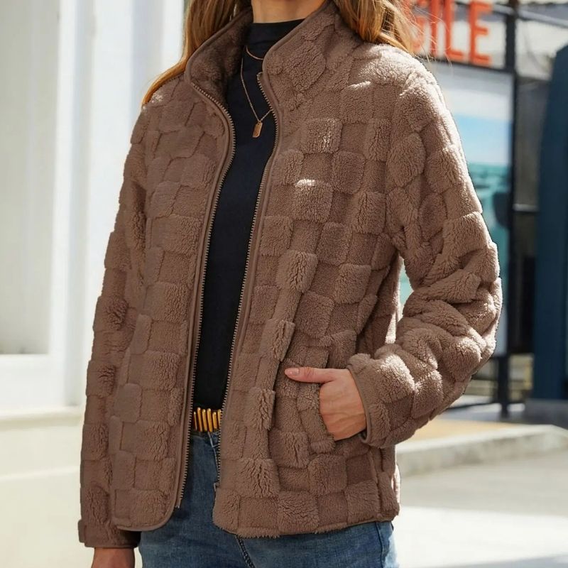 Veste polaire marron à motifs femme hiver