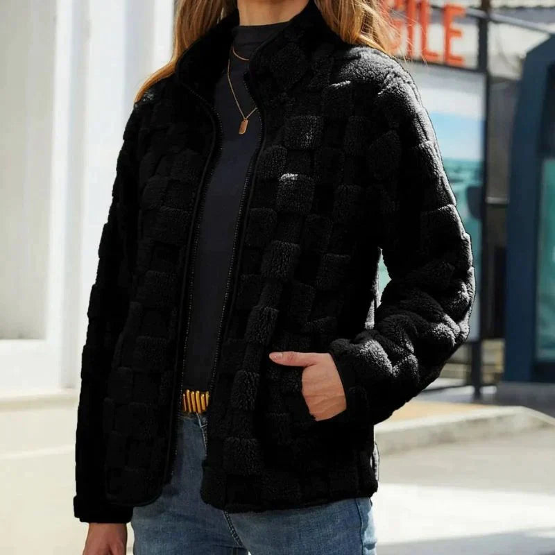 Veste polaire marron à motifs femme hiver