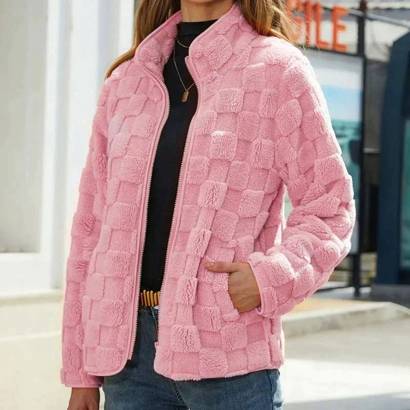 Veste polaire marron à motifs femme hiver