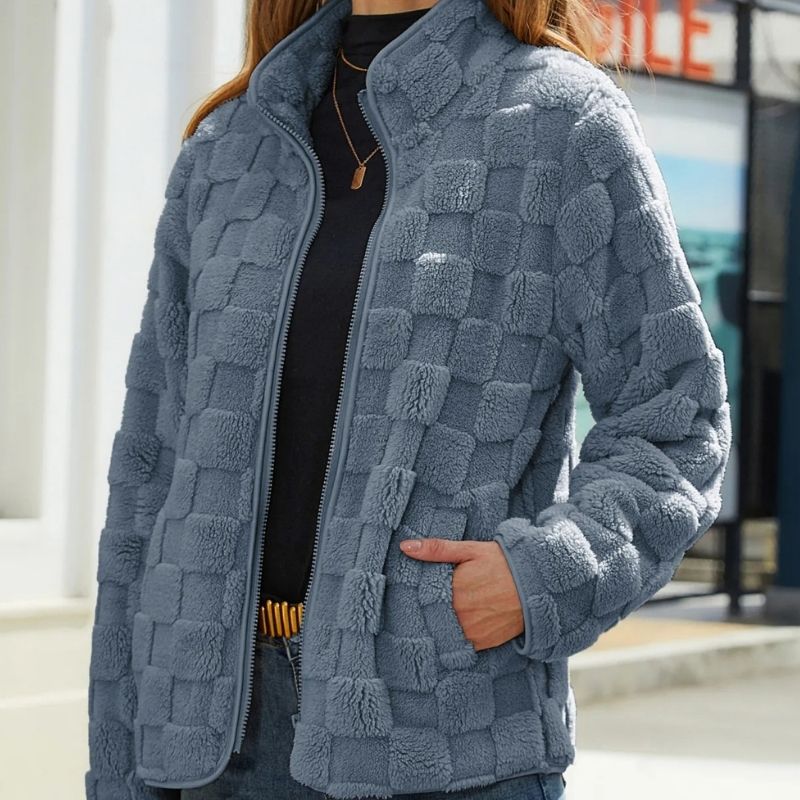 Veste polaire marron à motifs femme hiver