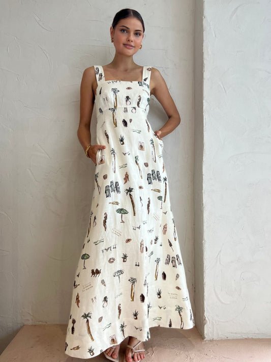 TropiVada™ – Robe Longue Femme Imprimé Tropical Confortable pour Été