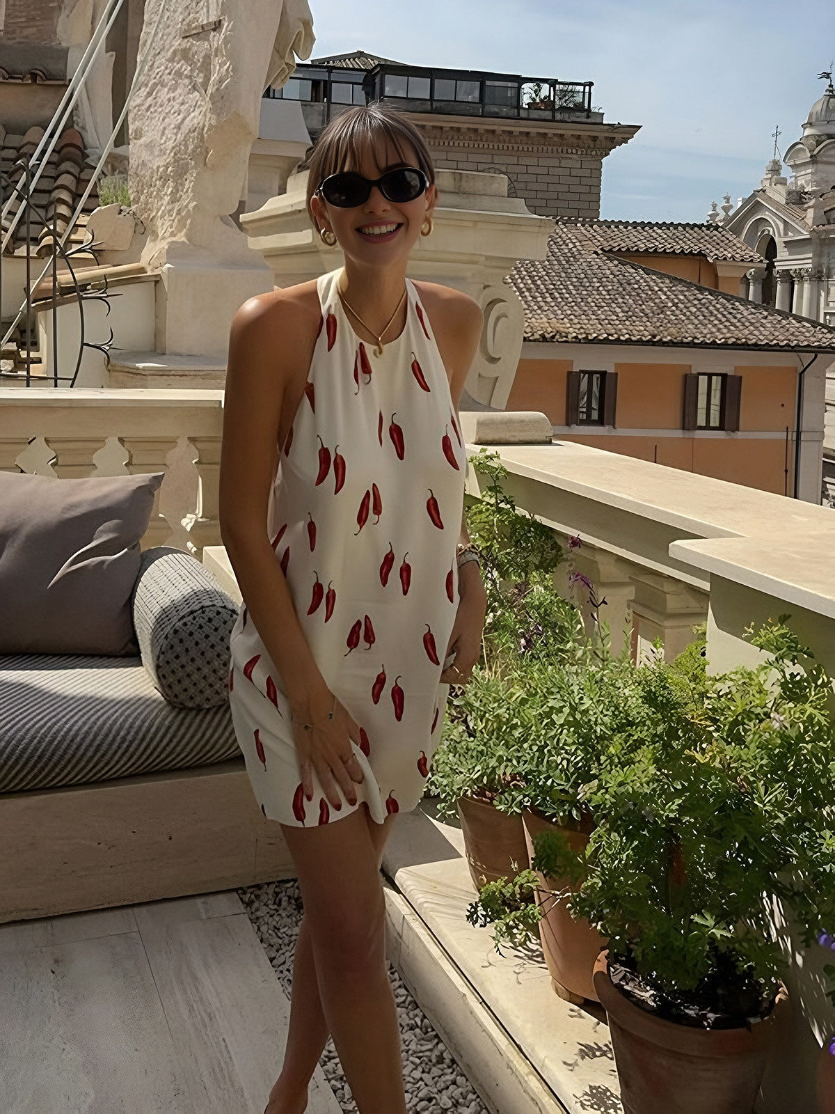 Robe Été Femmes – Robe Plage Court Dos Nu Rouge Vif - LuxeStyle