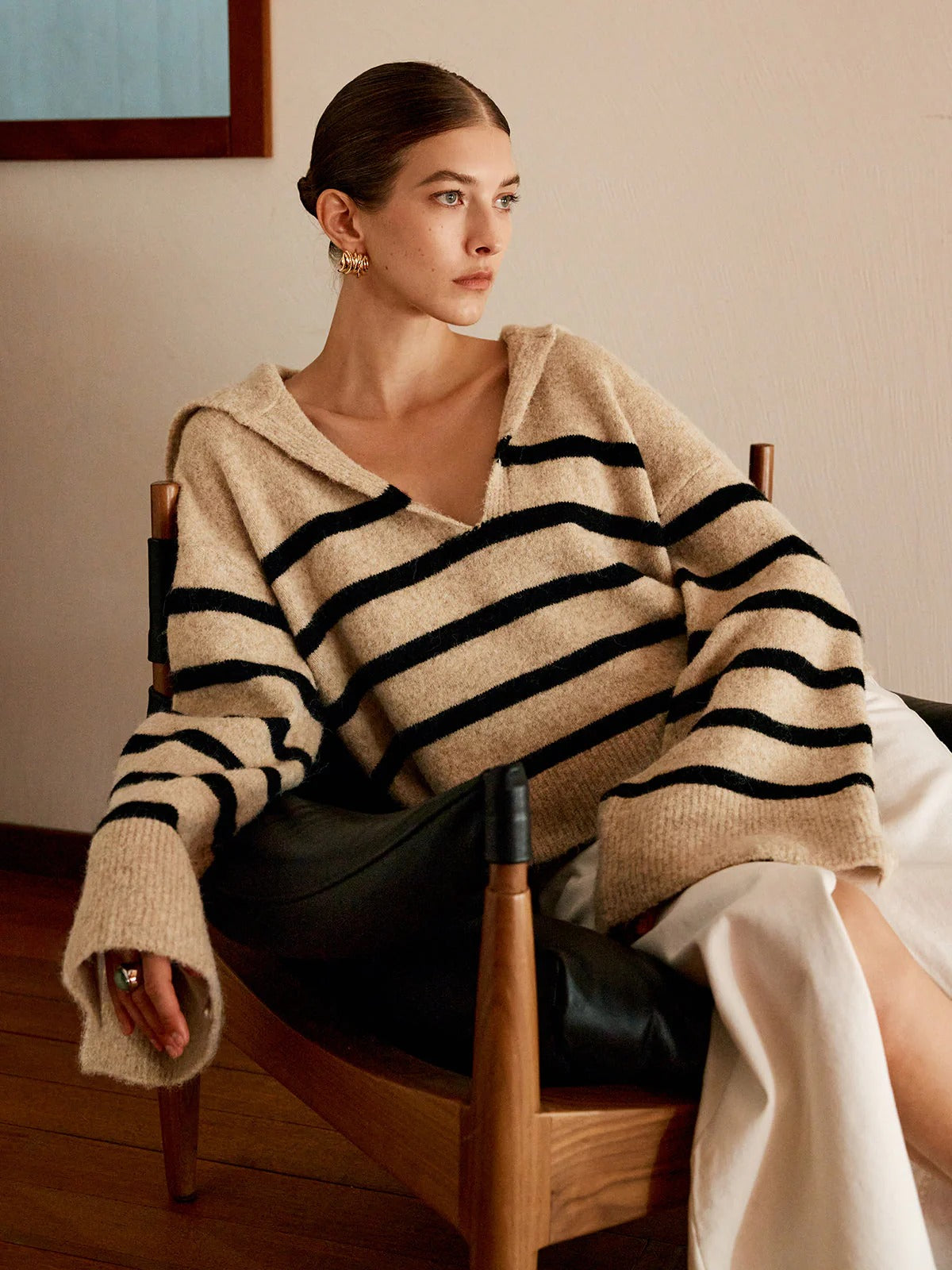 Pull à Capuche Rayé Femme Hiver Chic - LuxeStyle