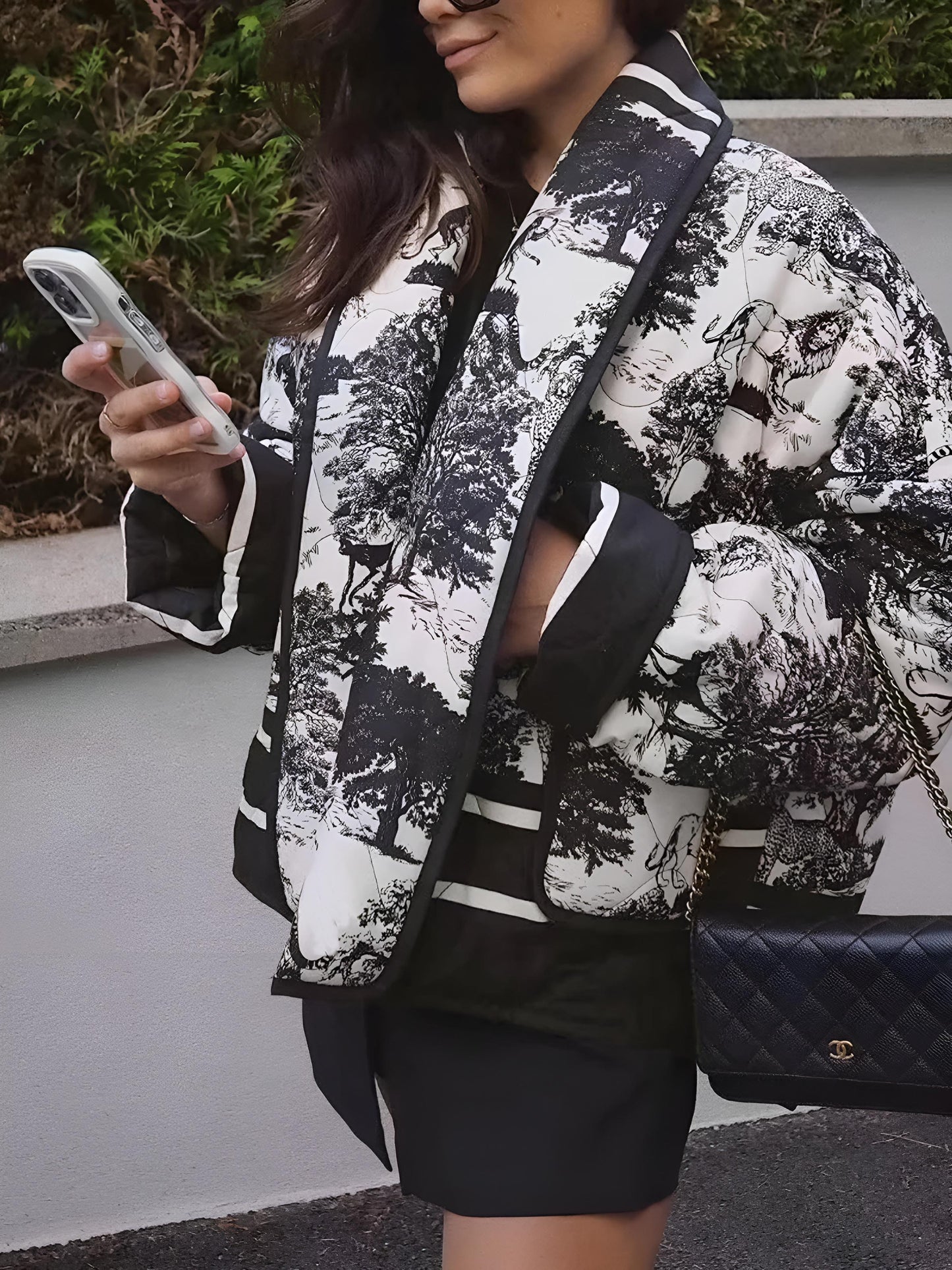 Veste Élégante à Motifs Colorés avec Poches pour Femmes