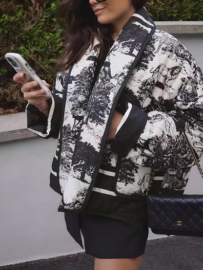 Veste Élégante à Motifs Colorés avec Poches pour Femmes
