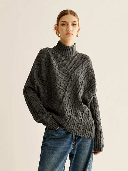 Pull Femme Grand Volume Col Haut Hivernal - LuxeStyle
