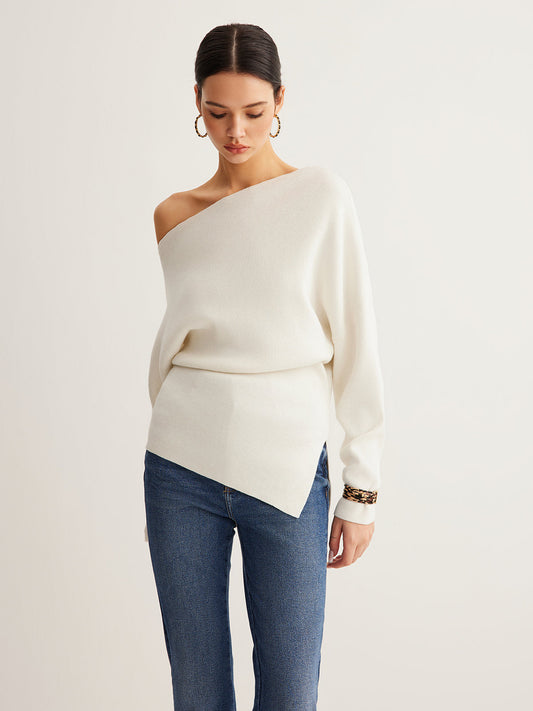 Top féminin décolleté asymétrique pour femme - LuxeStyle