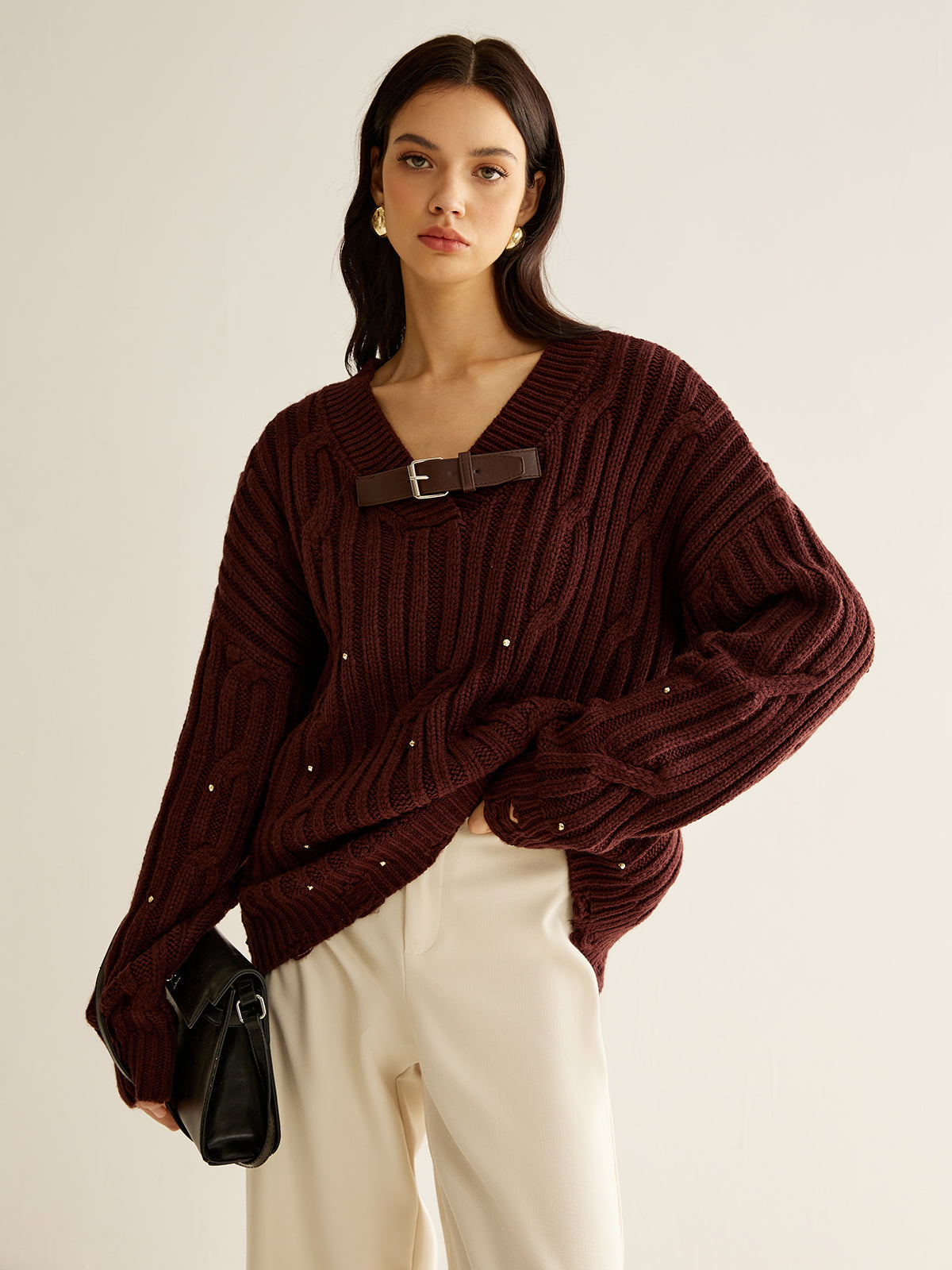 Pull Femme Grande Taille Col En V Hiver - LuxeStyle