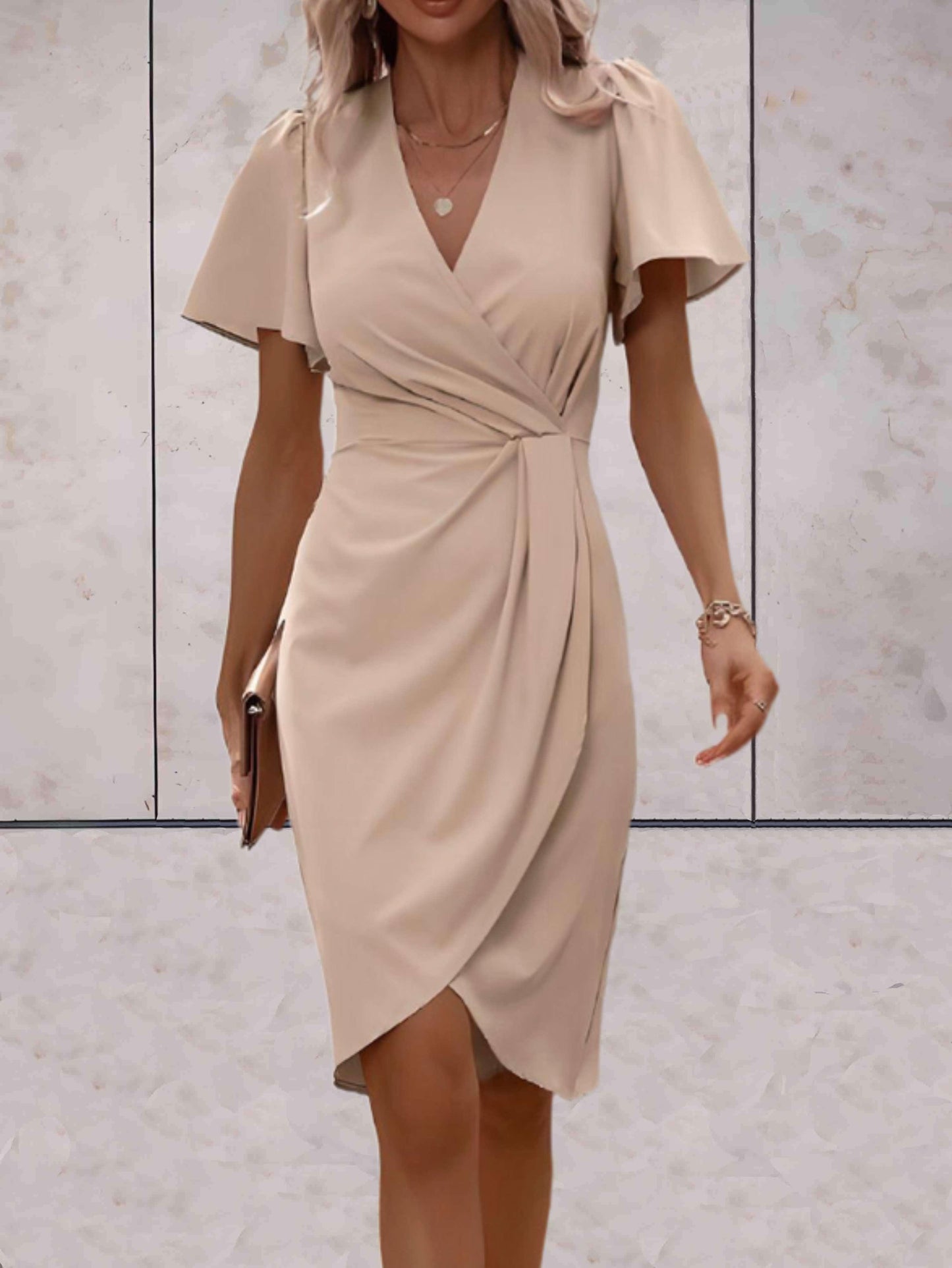 Robe Chic Femme – Élégante Robe Croisée Col en V pour Toutes Occasions