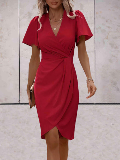 Robe Chic Femme – Élégante Robe Croisée Col en V pour Toutes Occasions