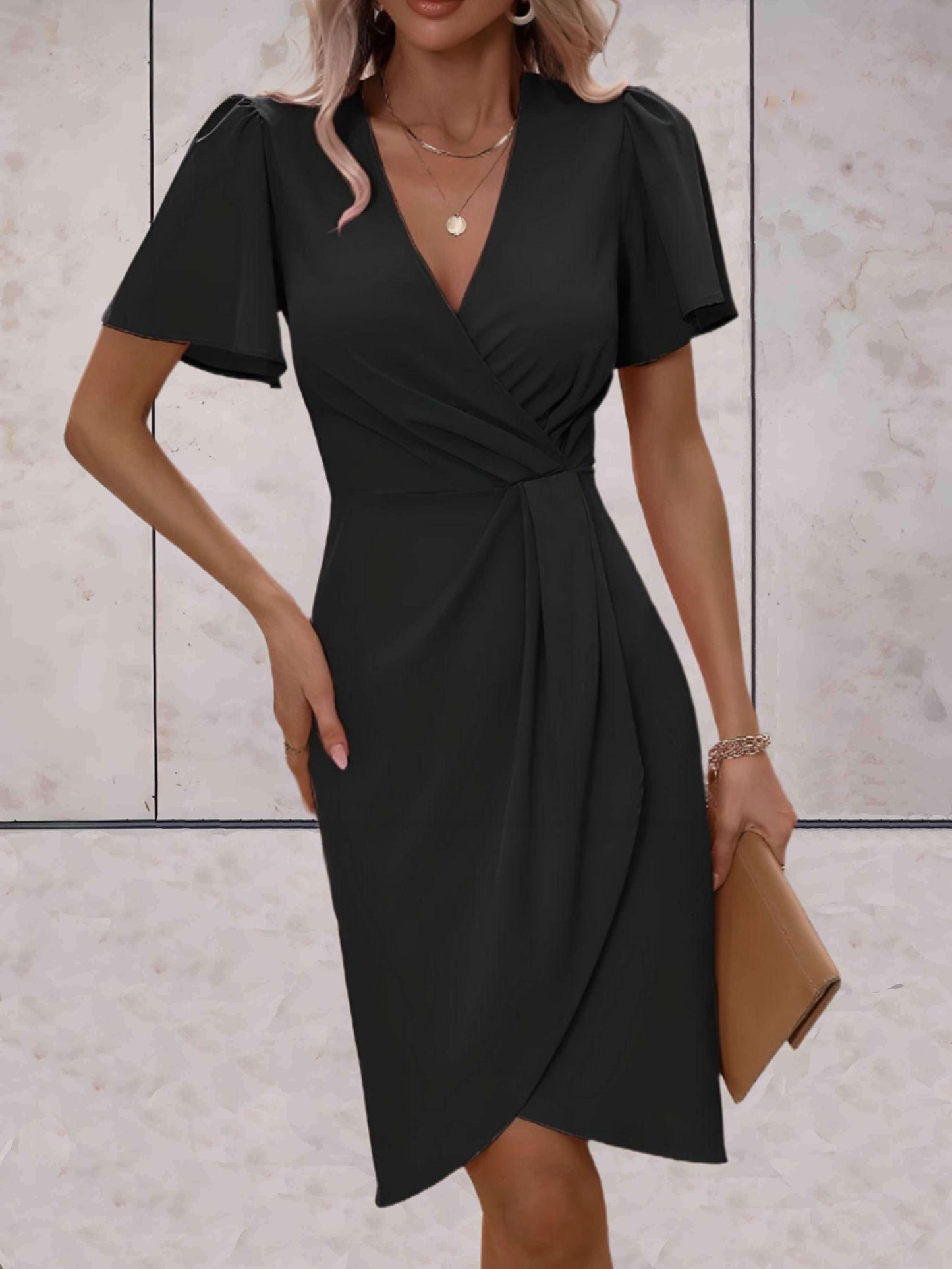 Robe Chic Femme – Élégante Robe Croisée Col en V pour Toutes Occasions