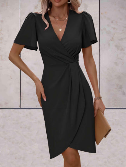 Robe Chic Femme – Élégante Robe Croisée Col en V pour Toutes Occasions