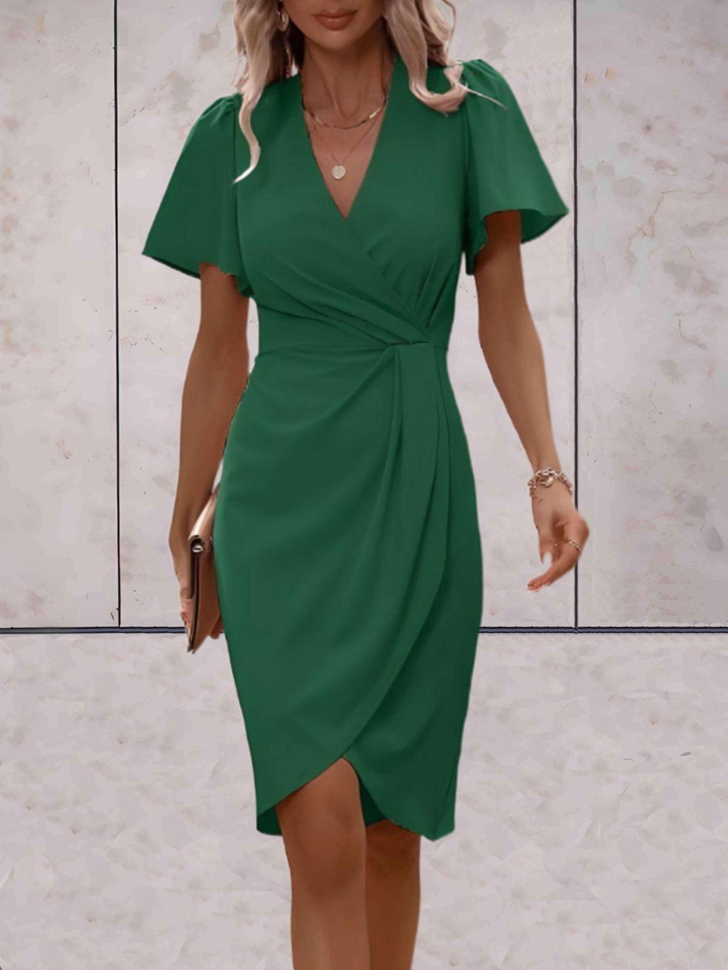 Robe Chic Femme – Élégante Robe Croisée Col en V pour Toutes Occasions