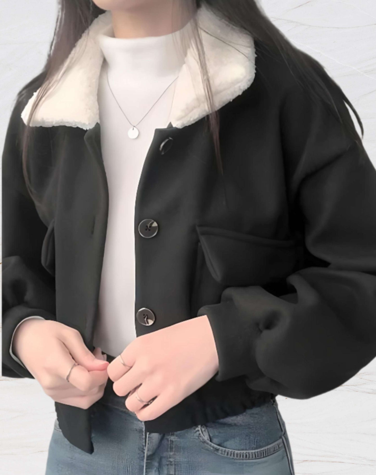 Manteau Femme Hiver Court avec Poches Pratiques
