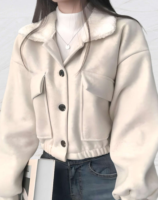 Manteau Femme Hiver Court avec Poches Pratiques - LuxeStyle