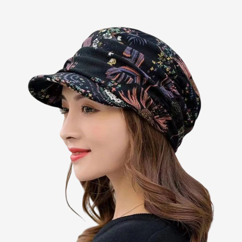 Casquette Florale avec Rabats Réglables