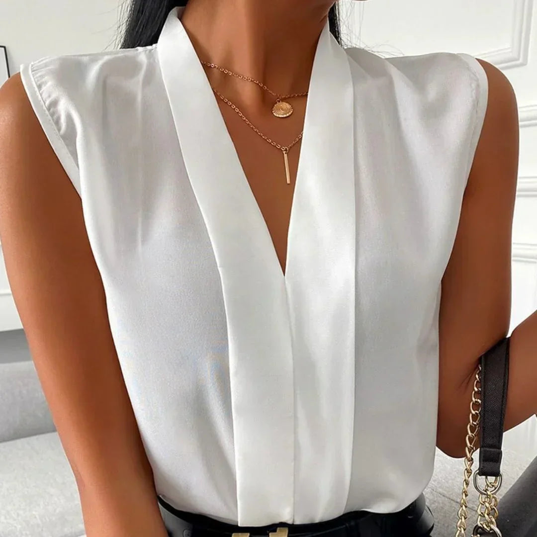 SleevEase™ – Chemisier Femme Chic Sans Manches Élégant & Confortable