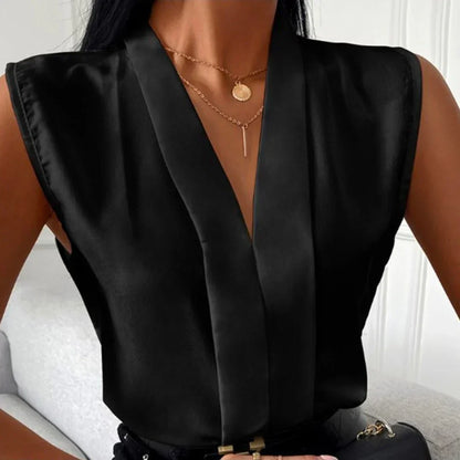 SleevEase™ – Chemisier Femme Chic Sans Manches Élégant & Confortable