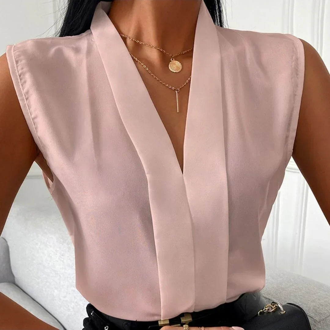 SleevEase™ – Chemisier Femme Chic Sans Manches Élégant & Confortable