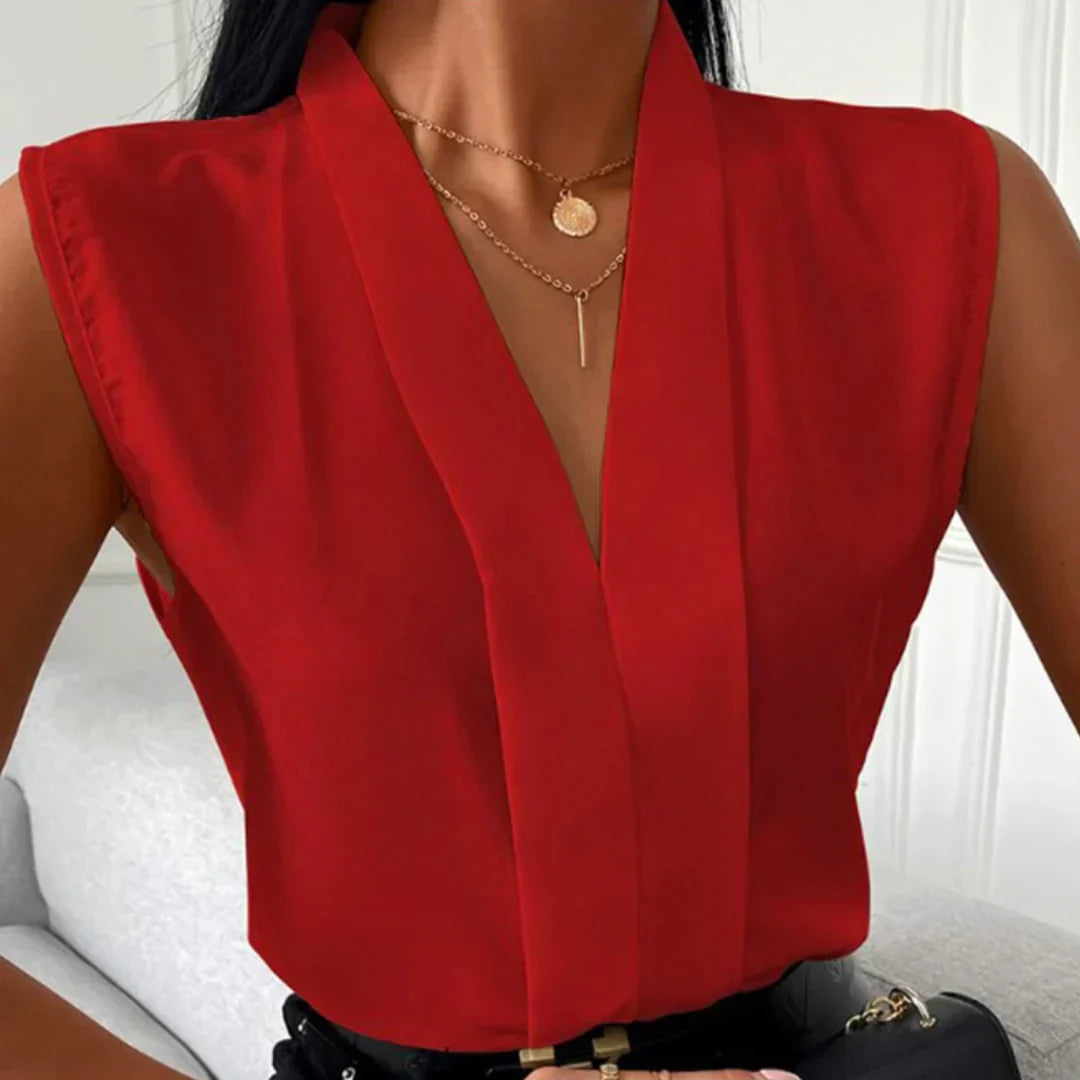 SleevEase™ – Chemisier Femme Chic Sans Manches Élégant & Confortable