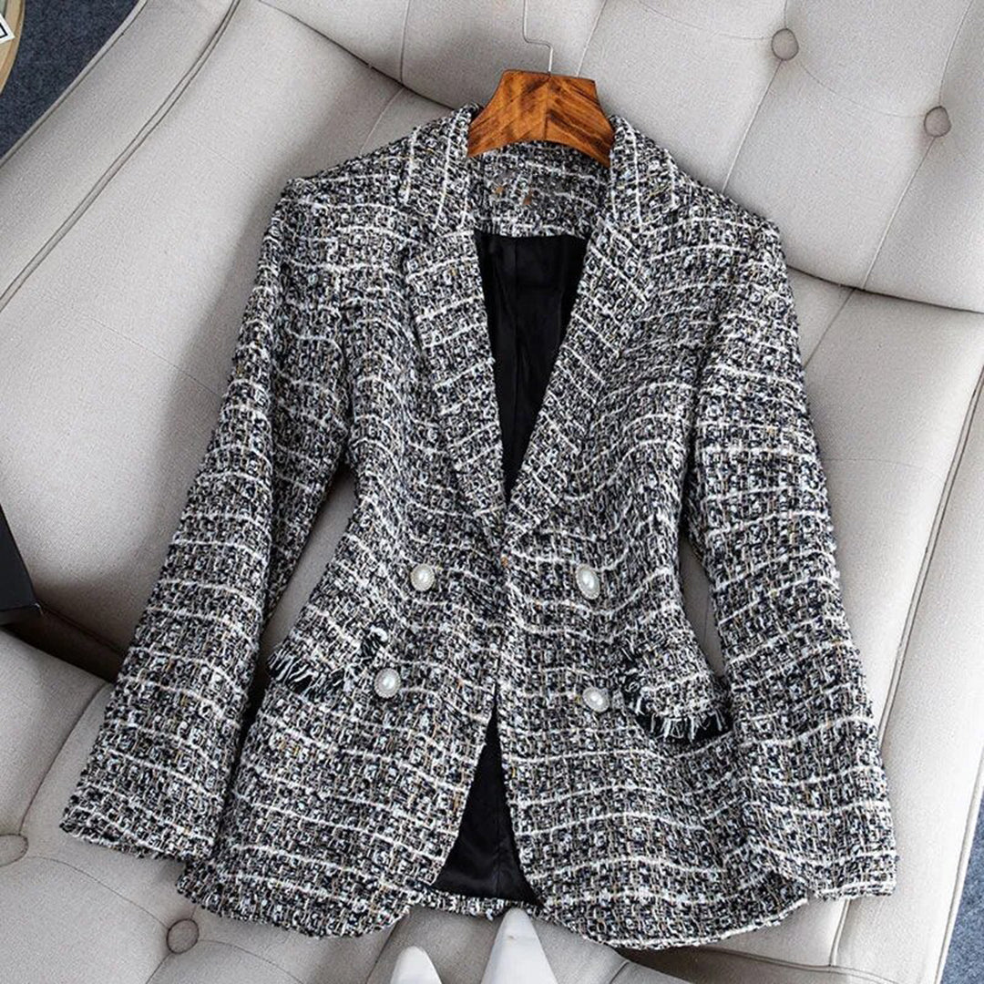 Blazer Élégant Tailleur à Carreaux pour Femme - LuxeStyle