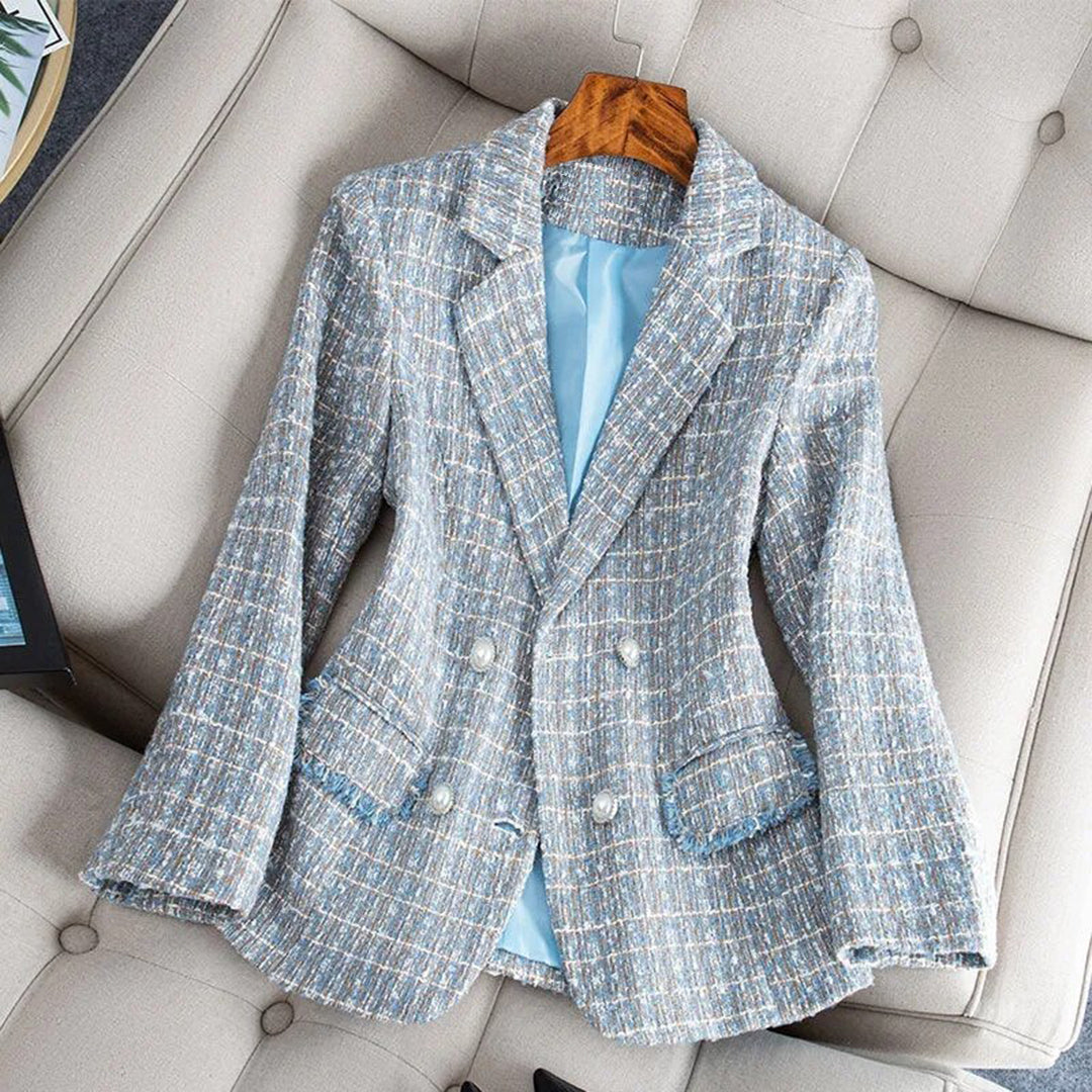 Blazer Élégant Tailleur à Carreaux pour Femme