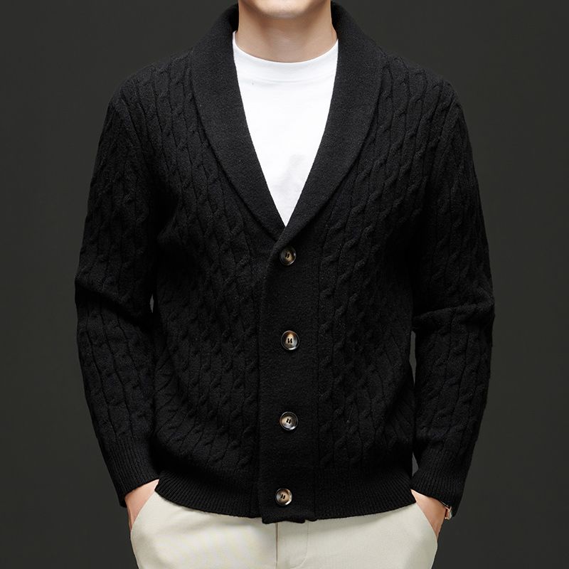 Cardigan en maille épaisse brun homme