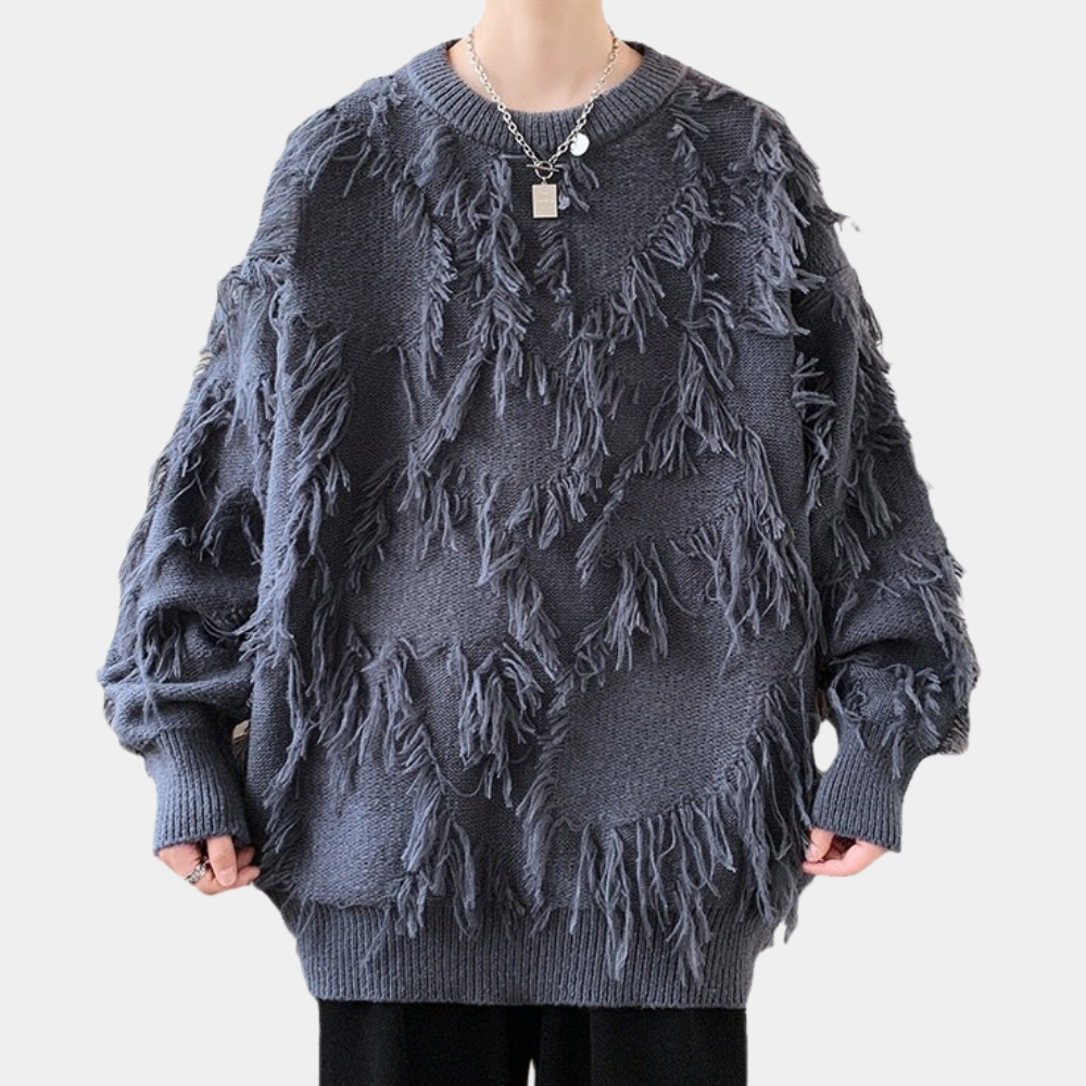 EDVIN - Pull en Tricot avec Franges Tendance pour Hommes