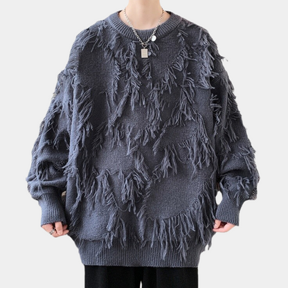 EDVIN - Pull en Tricot avec Franges Tendance pour Hommes