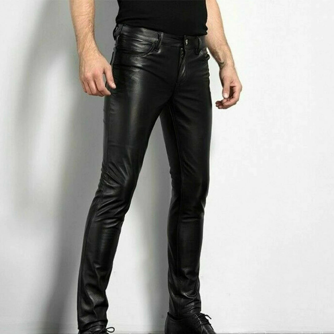 Pantalon Cuir Noir Élégant Homme - LuxeStyle