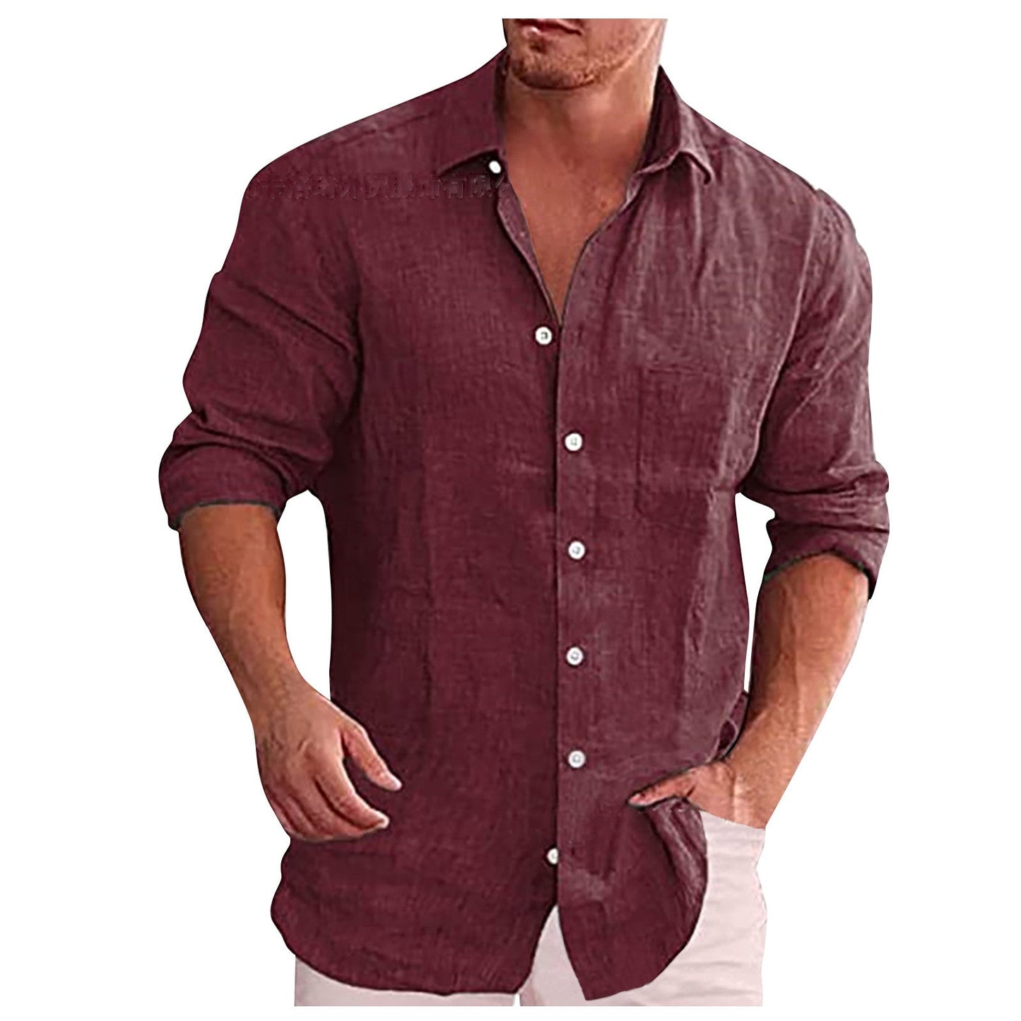 Chemise Homme Noir Classique Manches Longues Décontractée
