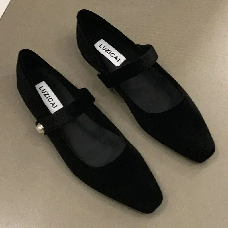 Ballerines Femmes Élégantes à Bout Pointu & Bride Strass