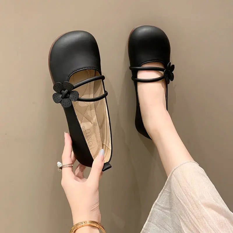 Ballerines Féminines Fleuries – Chaussures Chic à Lanières Douces