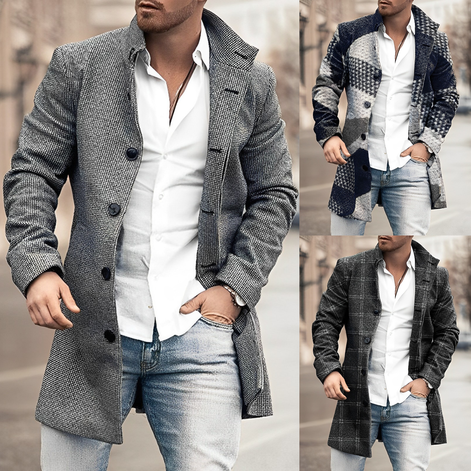 Manteau Homme Chic à Carreaux Détachable - LuxeStyle