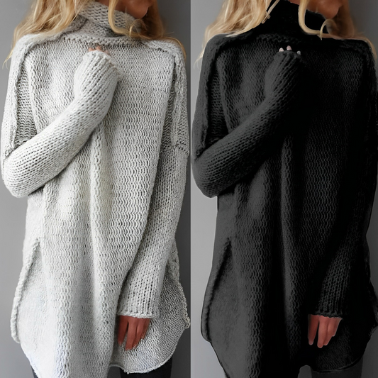 Pull Femme Col Roulé Douillet – Grosse Maille Confort Oversize - LuxeStyle