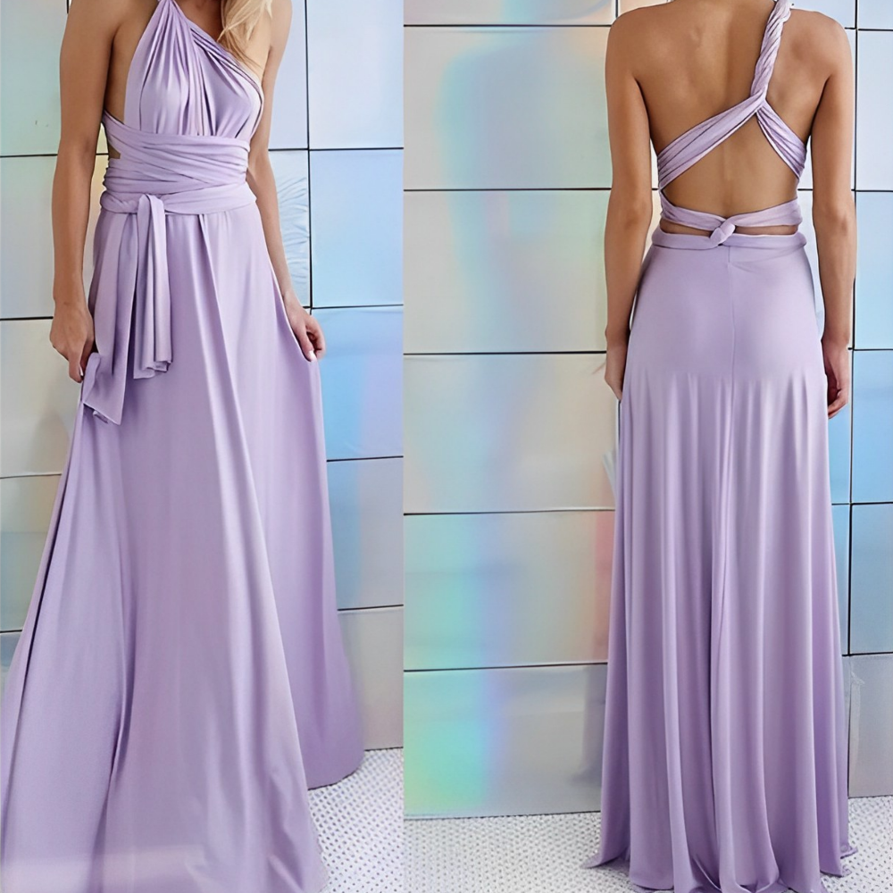 Robe soirée dos décolleté verte femme