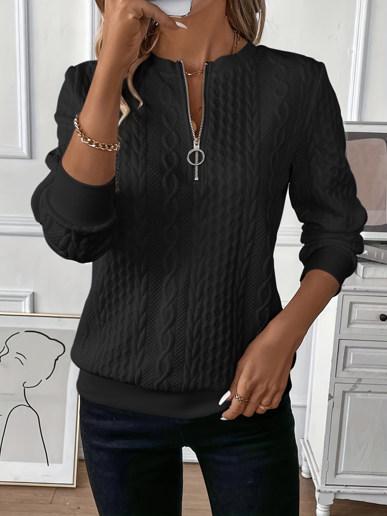 Pull Élégant pour Femme, Zippé et Chic