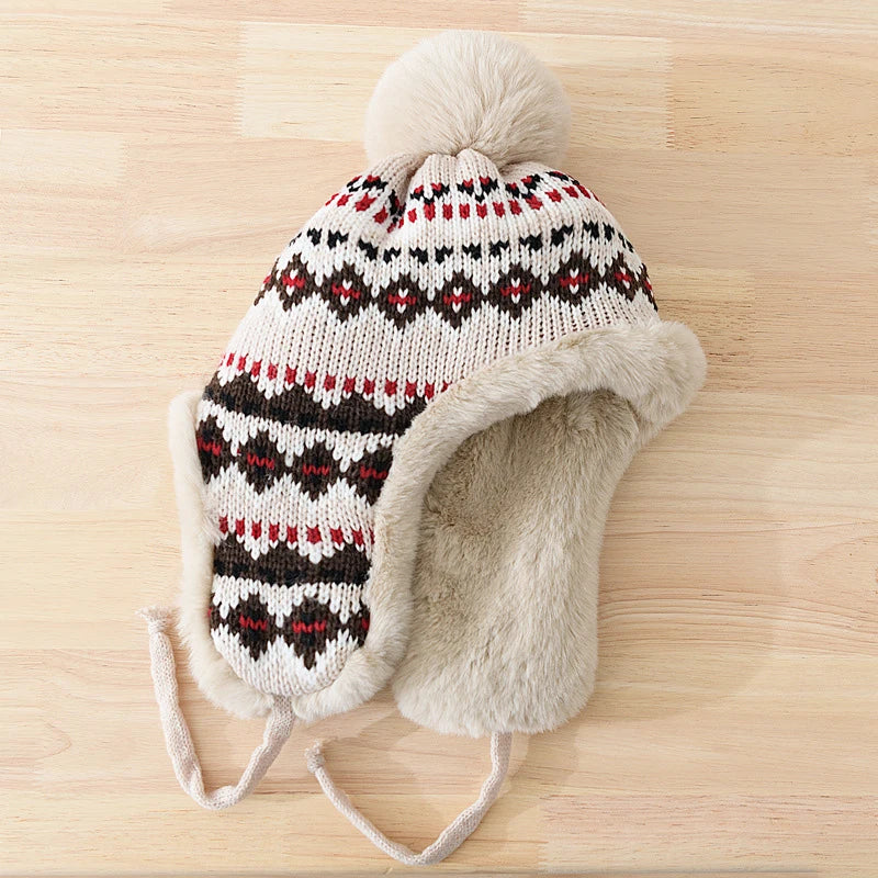Casque Hiver Chaud avec Pompon pour Adultes