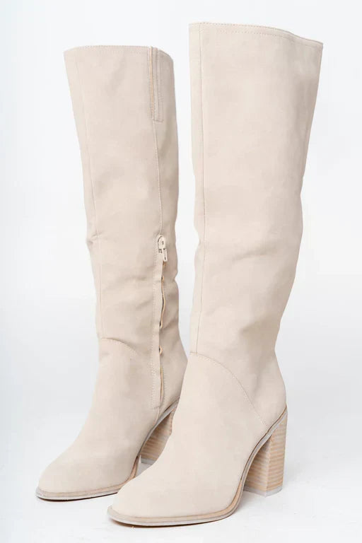 Bottes Femme Chic Beige - Chaussures Élégantes et Confortables en Cuir Synthétique - LuxeStyle