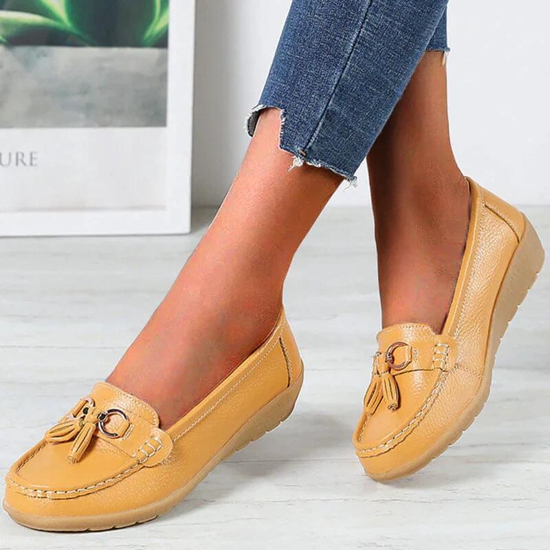 Chaussures Mocassines Femmes Cuir Marine Décorées