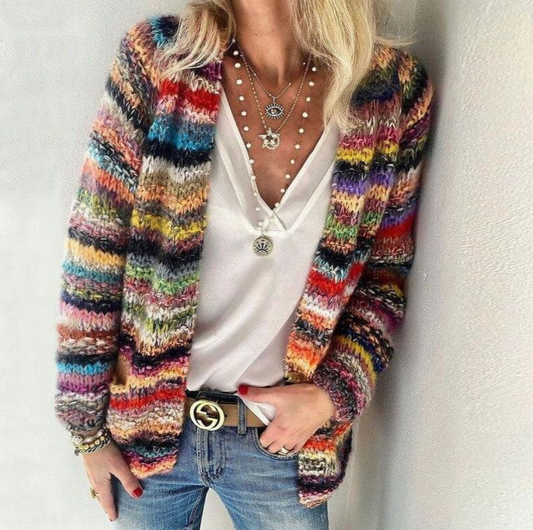 Cardigan Féminin Coloré à Bandes - LuxeStyle