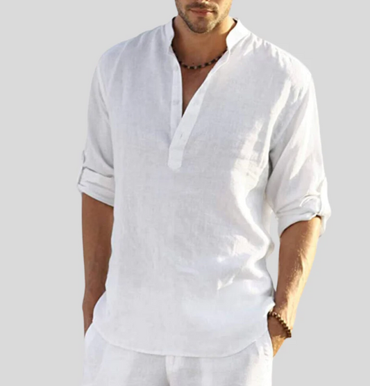 Chemise Homme Été Légère - Lin Naturel avec Manches Convertibles - LuxeStyle